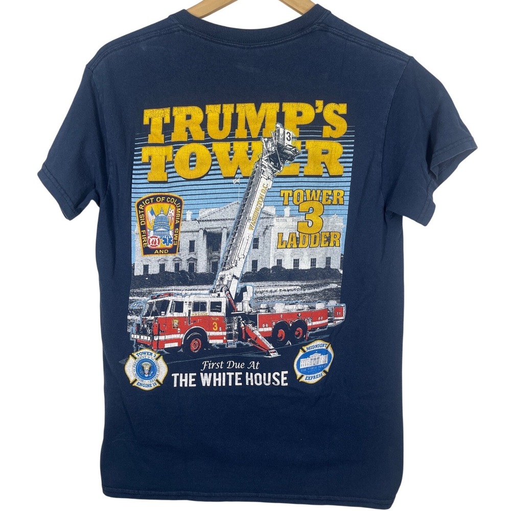 DC Fire EMS Midnight Express Trump Tower 3 Ladder T-Shirt Small Navy
